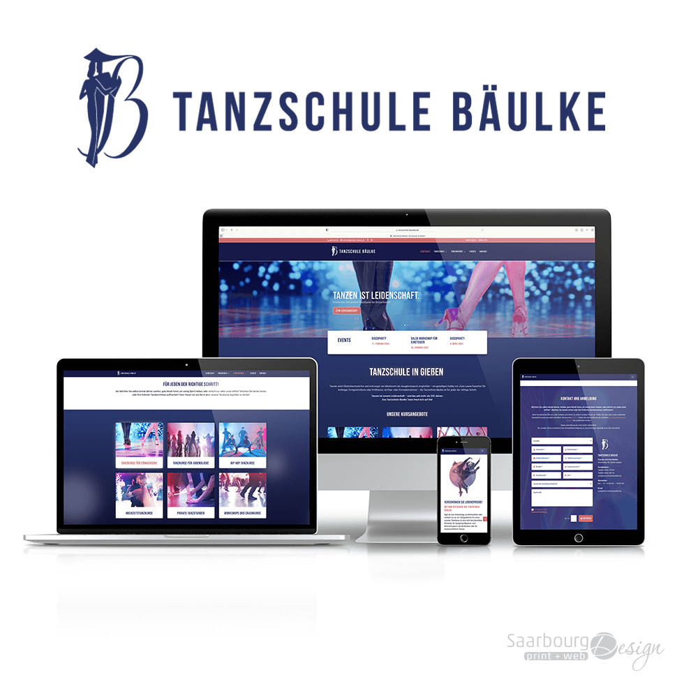 Darstellung des Webseite der Tanzschule Bäulke