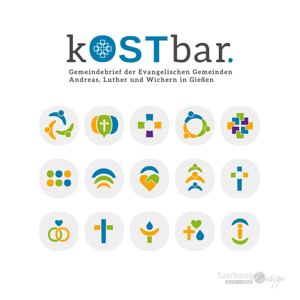 Darstellung der Icon-Serie des Gemeindebriefs "Kostbar"