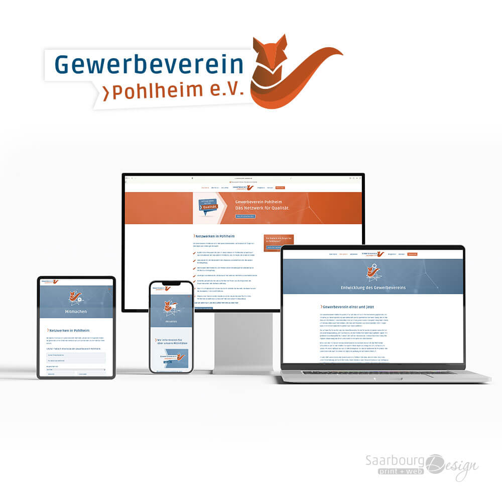 Darstellung der Webseite des Gewerbevereins Pohlheim