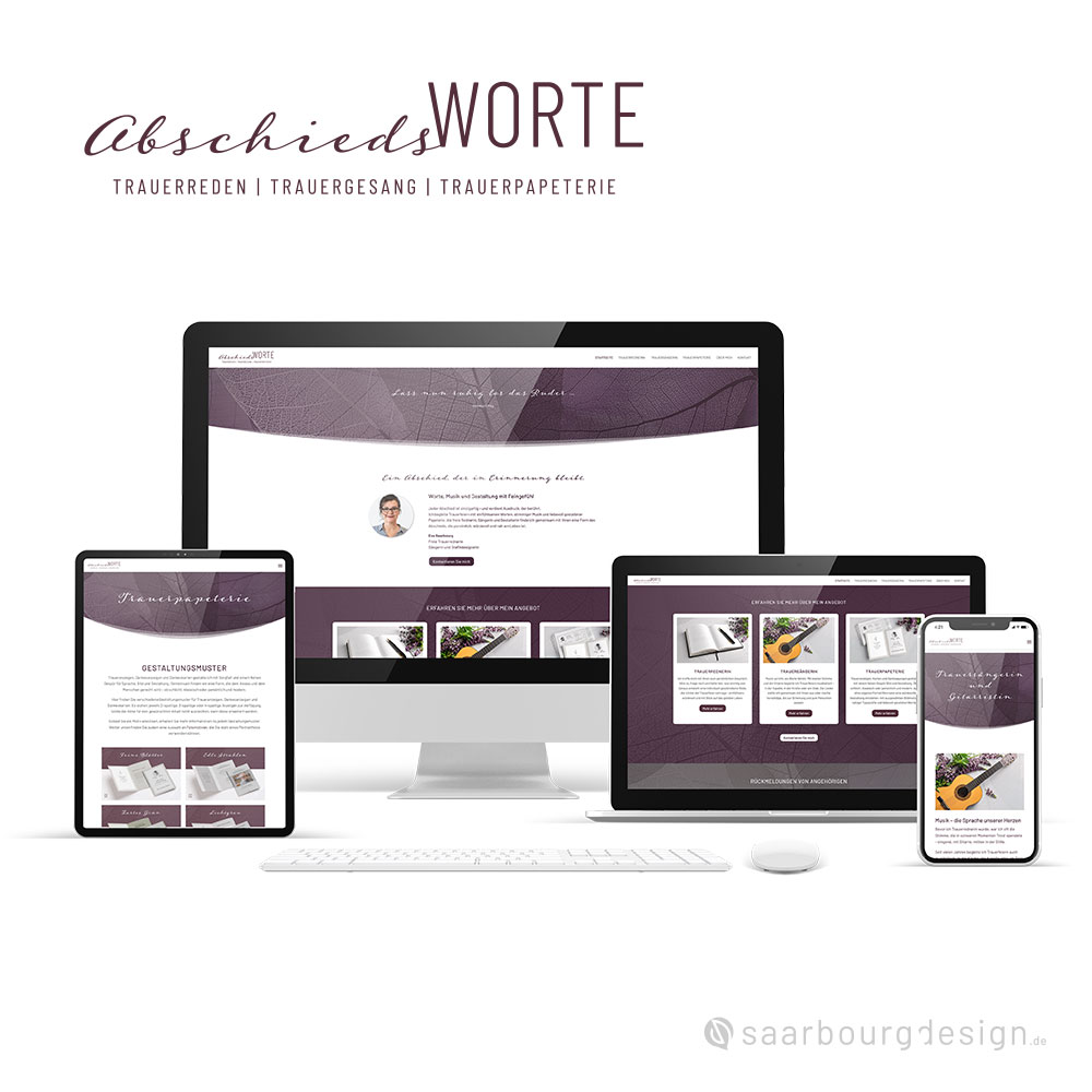 Website von Abschiedsworte Gießen mit responsivem Webdesign für Trauerreden und Trauergesang