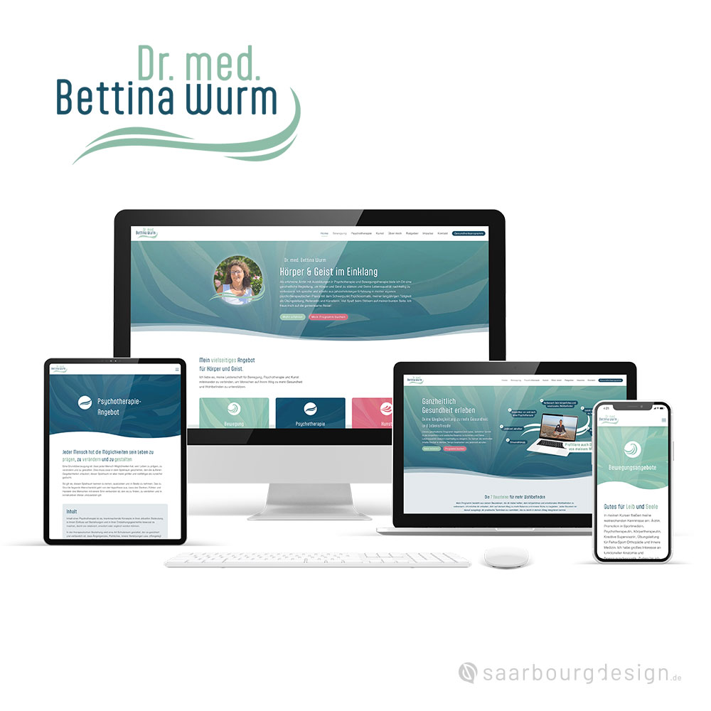Website von Dr. med. Bettina Wurm im Responsive Design auf Desktop, Tablet und Smartphone