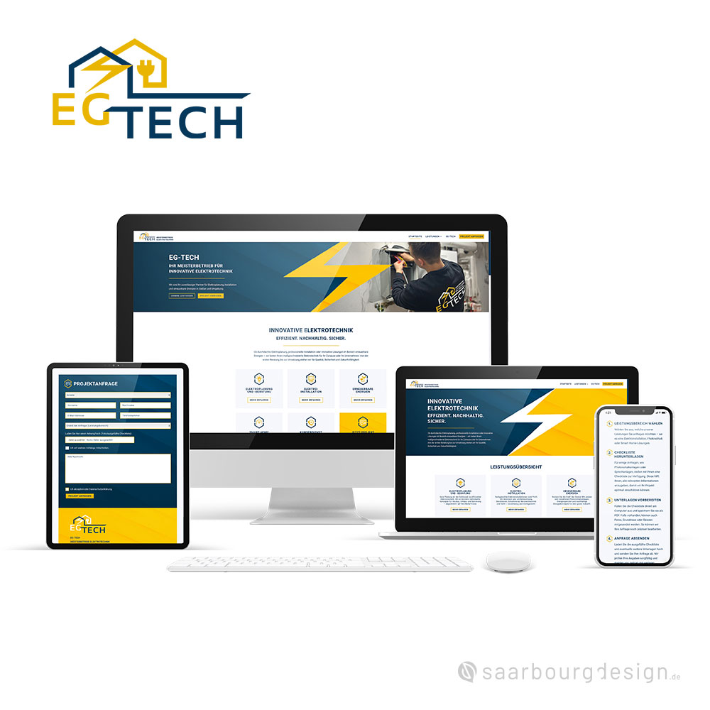 Responsive Website für den Meisterbetrien Elektrotechnik EG Tech auf verschiedenen Endgeräten