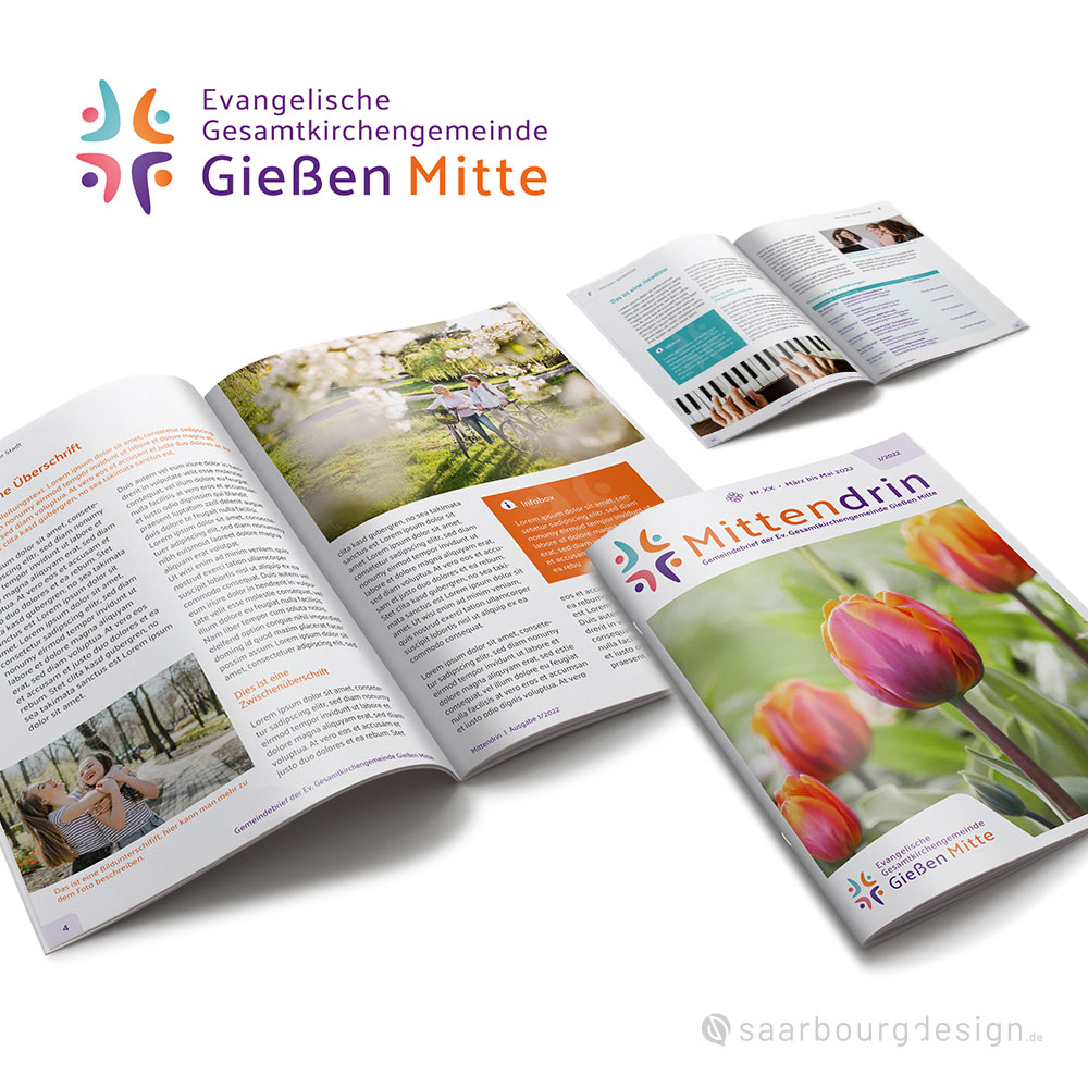 Gestaltung des Gemeindebriefs „Mittendrin“ für die Ev. Gesamtkirchengemeinde Gießen Mitte