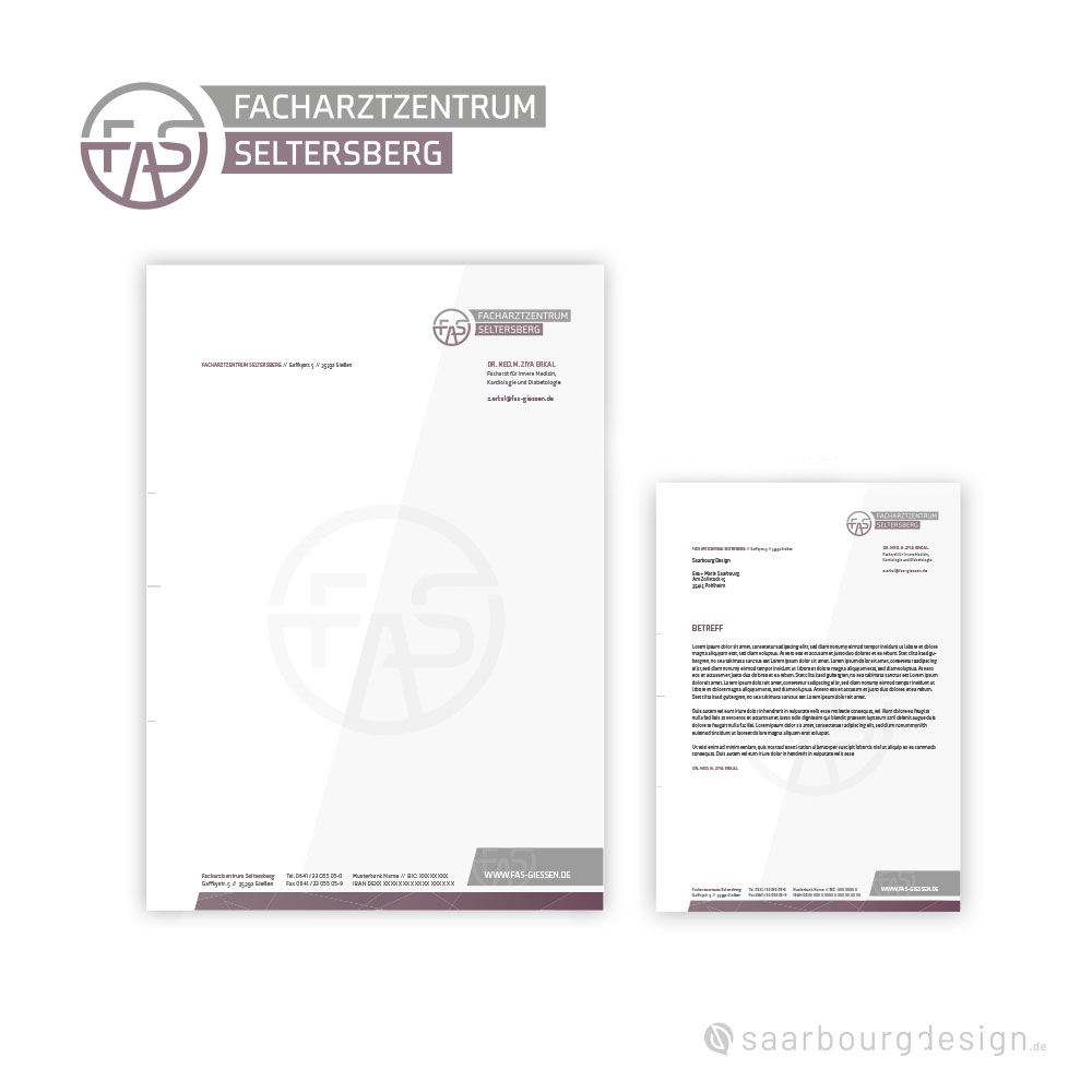 Briefbogen und Musterbrief des Facharztzentrum Seltersberg im einheitlichen Corporate Design