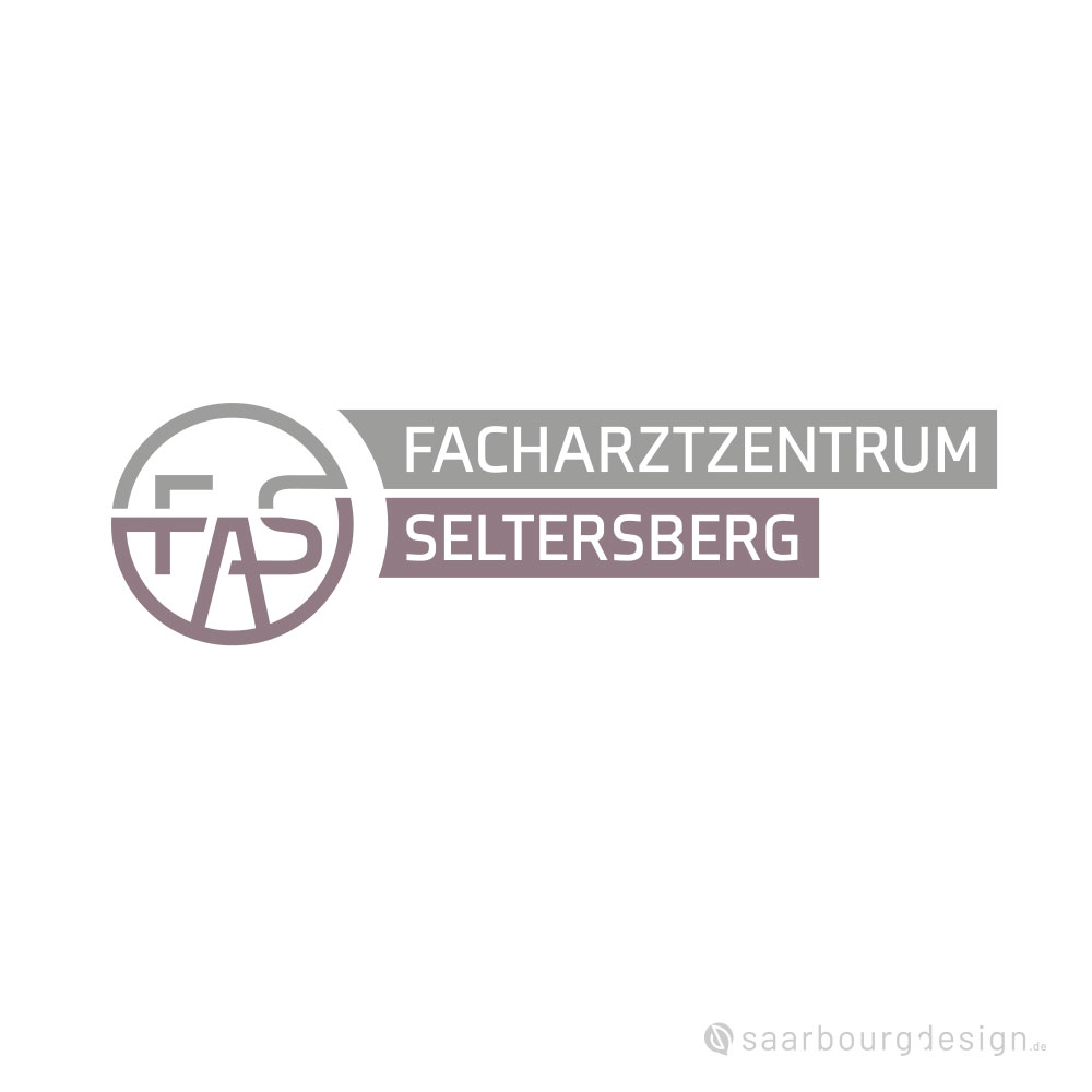 Logo des Facharztzentrum Seltersberg Gießen mit stilisierter Buchstabenmarke FAS in Grau und Violett