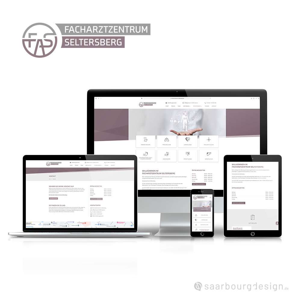 Website des Facharztzentrum Seltersberg Gießen auf verschiedenen Geräten dargestellt
