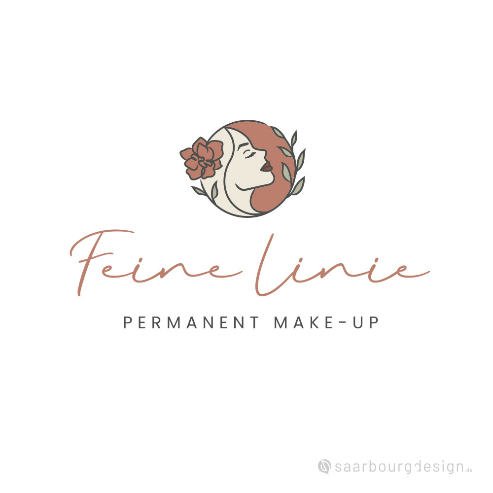 Logo mit Schriftzug und stilisierter Frau für das Studio Feine Linie – Permanent Make-up