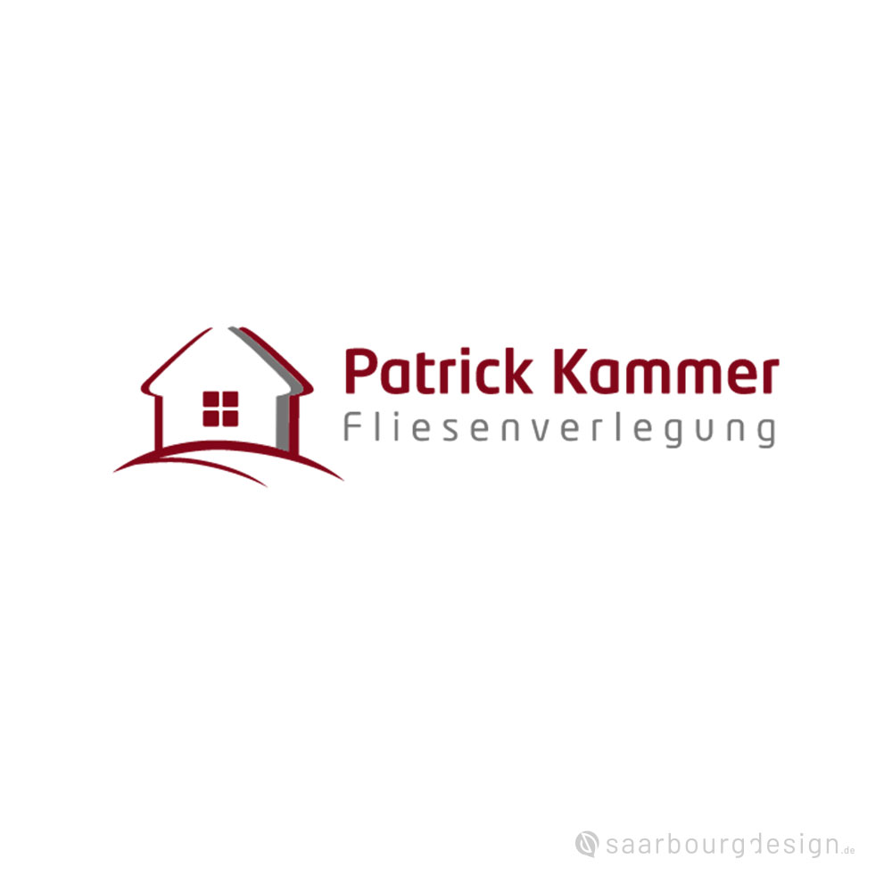 Logo für Patrick Kammer Fliesenverlegung mit stilisiertem Haus und modernem Schriftzug