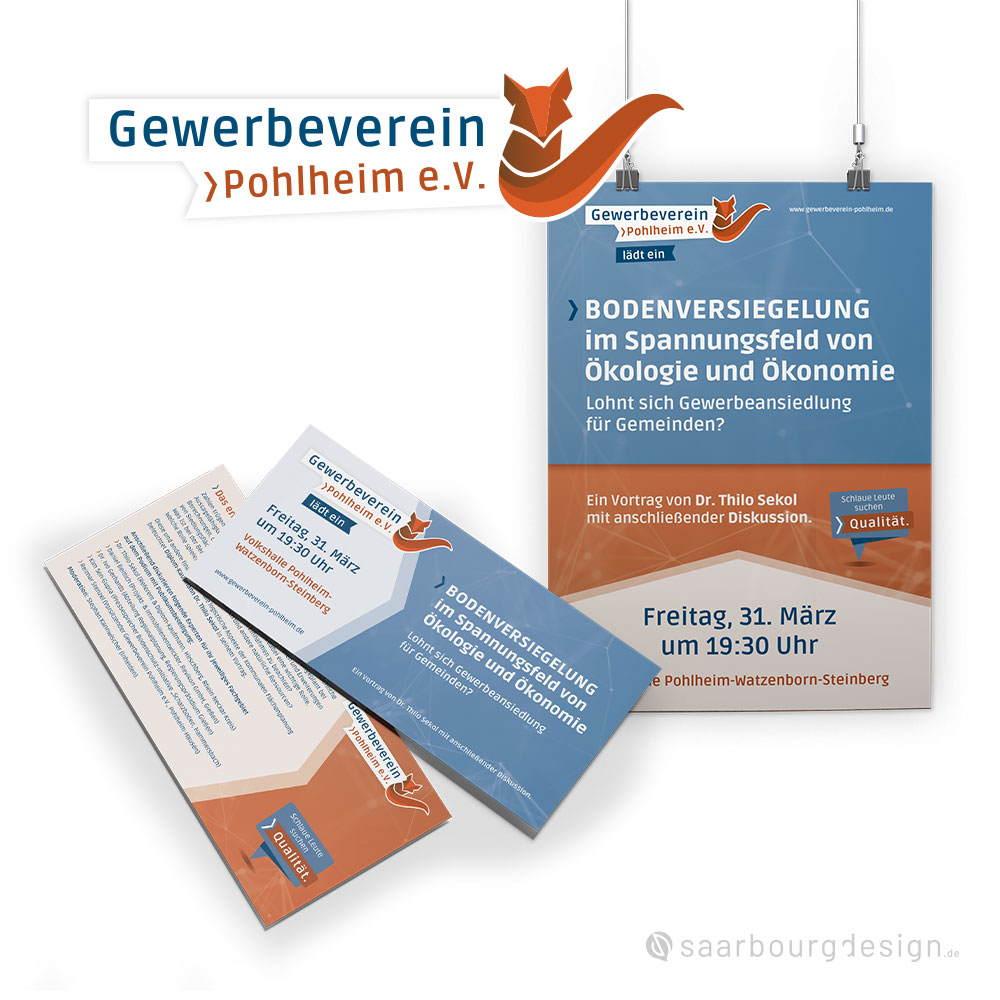 Plakat und Flyer des Gewerbeverein Pohlheim zur Veranstaltung über Bodenversiegelung
