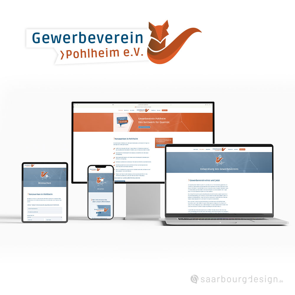 Responsive Website des Gewerbeverein Pohlheim auf verschiedenen Endgeräten