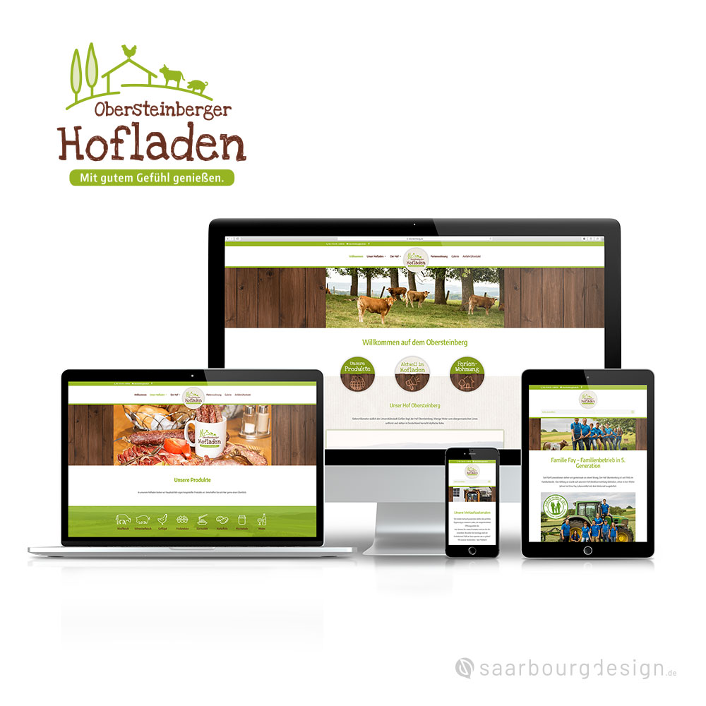 Website des Obersteinberger Hofladen auf verschiedenen Geräten