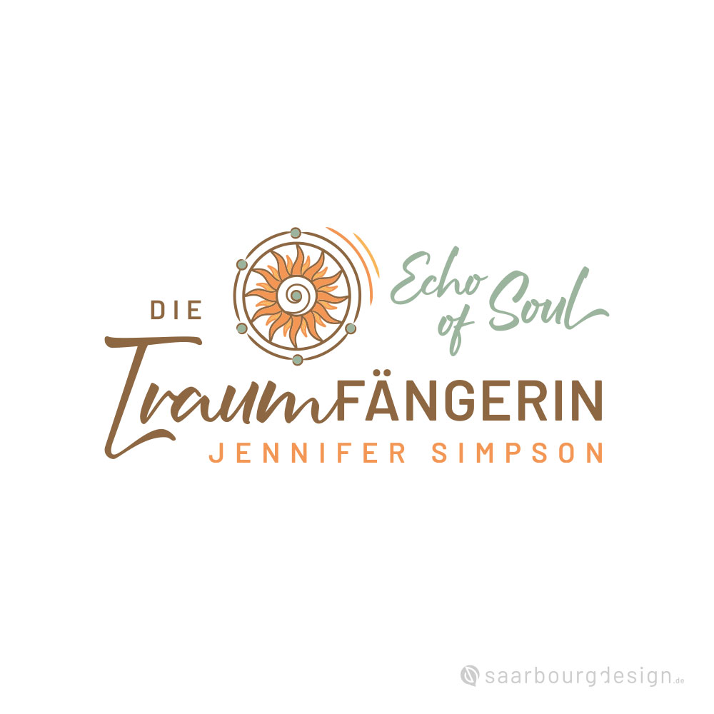 Logo "Die Traumfängerin" der Musikerin Jennifer Simpson mit gezeichnetem Traumfänger und typografischer Wortmarke