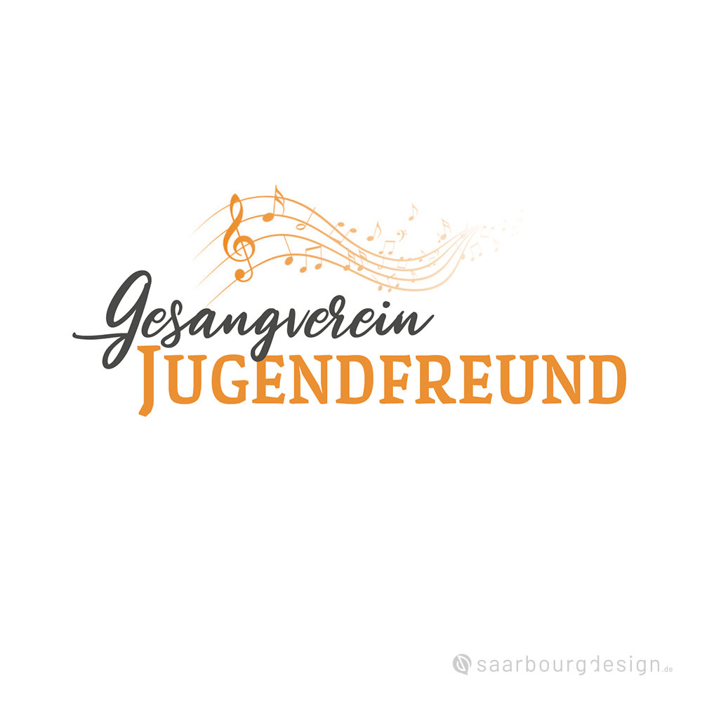 Logo des Gesangvereins Jugendfreund mit Notenlinien in Orange