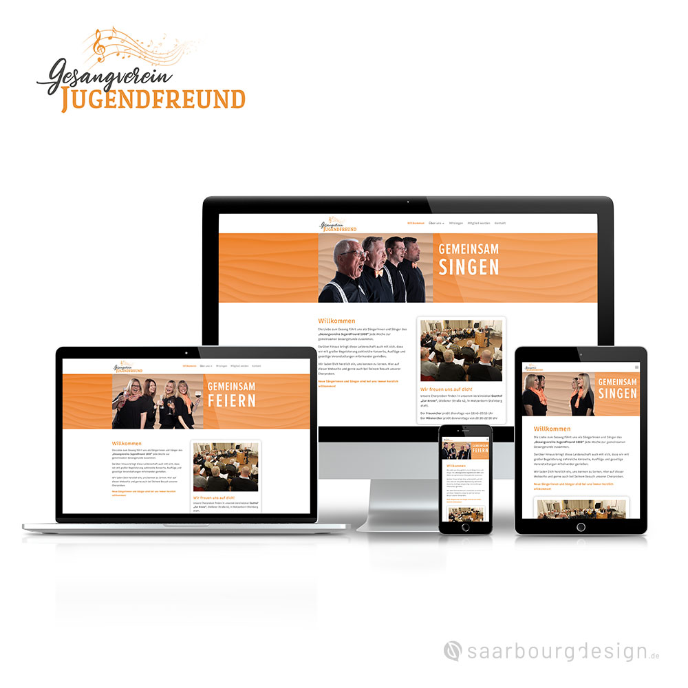 Responsive Webdesign für den Gesangverein Jugendfreund auf verschiedenen Geräten