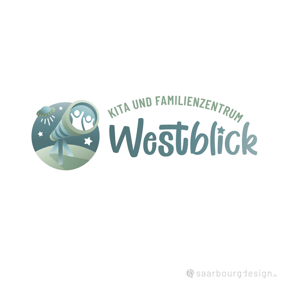 Logo mit fantasievoller Illustration für die KiTa Westblick