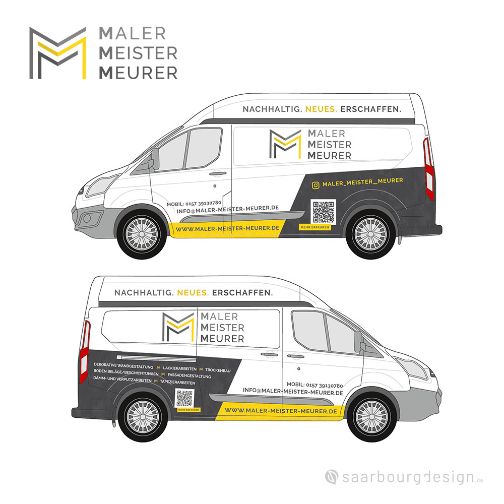 Fahrzeugbeschriftung Maler Meister Meurer mit Logo und Claim