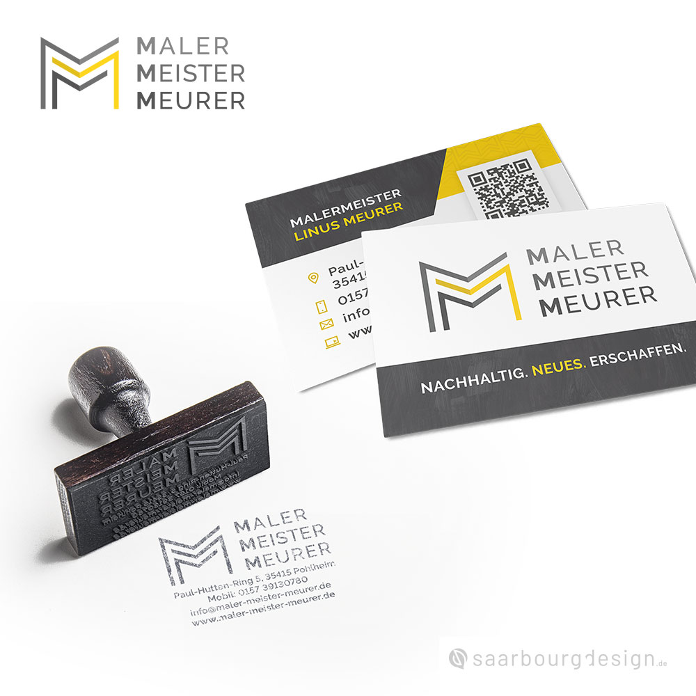 Visitenkarten, Stempel und Geschäftsausstattung für Maler Meister Meurer
