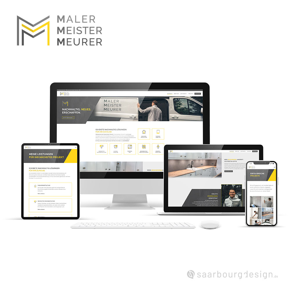 Website von Maler Meister Meurer auf Desktop, Tablet und Smartphone