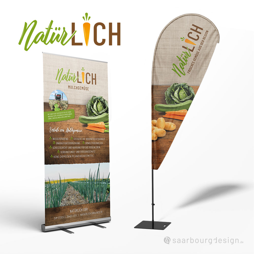 Rollup und Beachflag mit Gemüsemotiv für NatürLICH