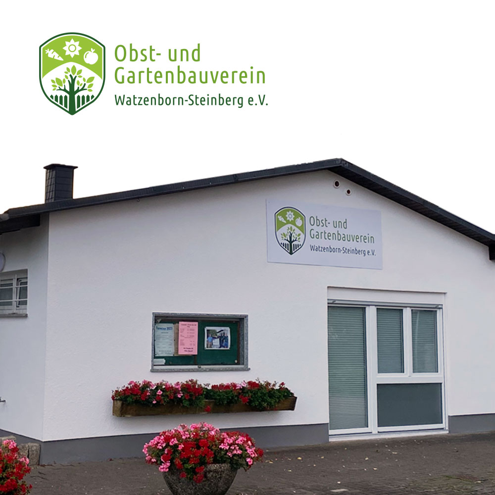 Schild mit neuem Logo am Vereinshaus des OGV Watzenborn-Steinberg