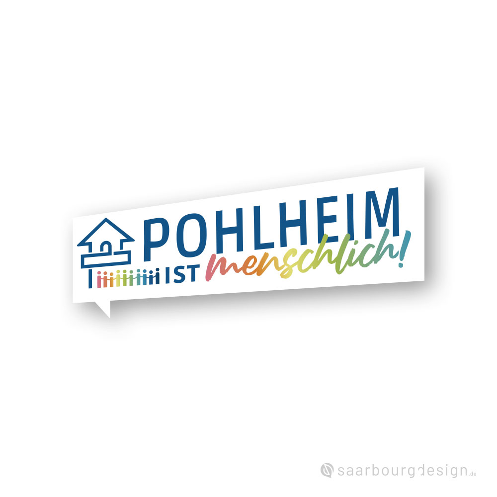 Logo des Demokratiebündis „Pohlheim ist menschlich!“ mit Regenbogen-Schriftzug