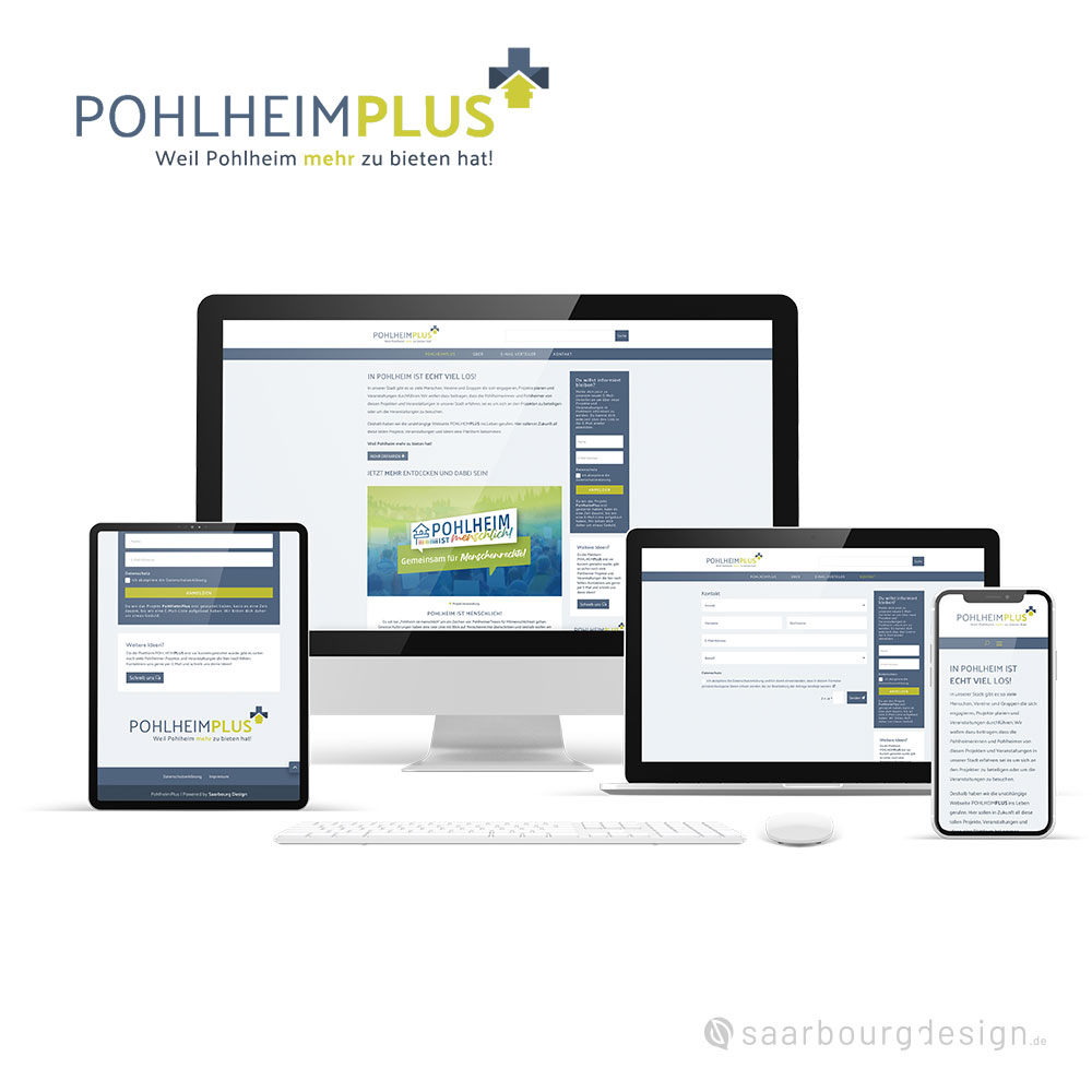 Aufgeräumte Webseite der ehrenamtlich betriebenen Plattform Pohlheim PLUS