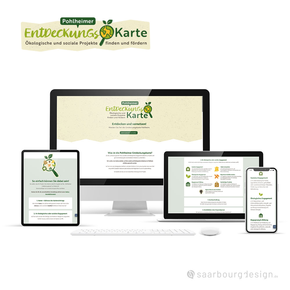 Ansicht der Anmelde-Webseite zur Teilnahme an der Entdeckungskarte