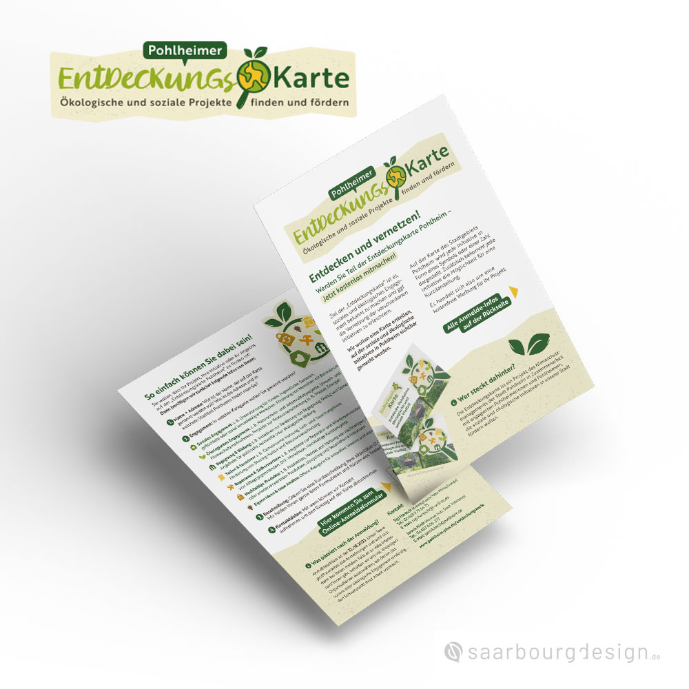 Flyer zur Bewerbung der Pohlheimer Entdeckungskarte