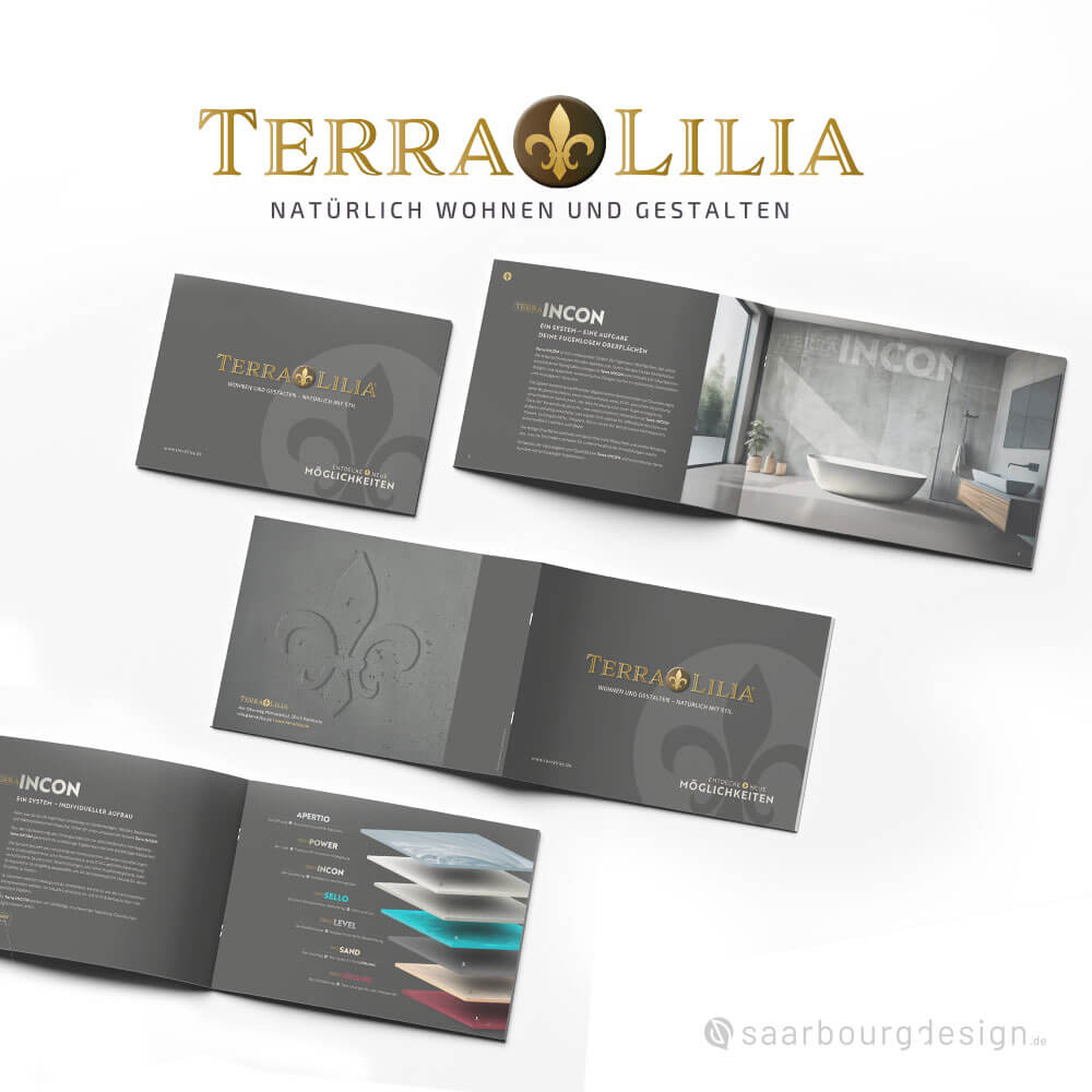Produktbroschüre für Terra Lilia mit edlem Layout